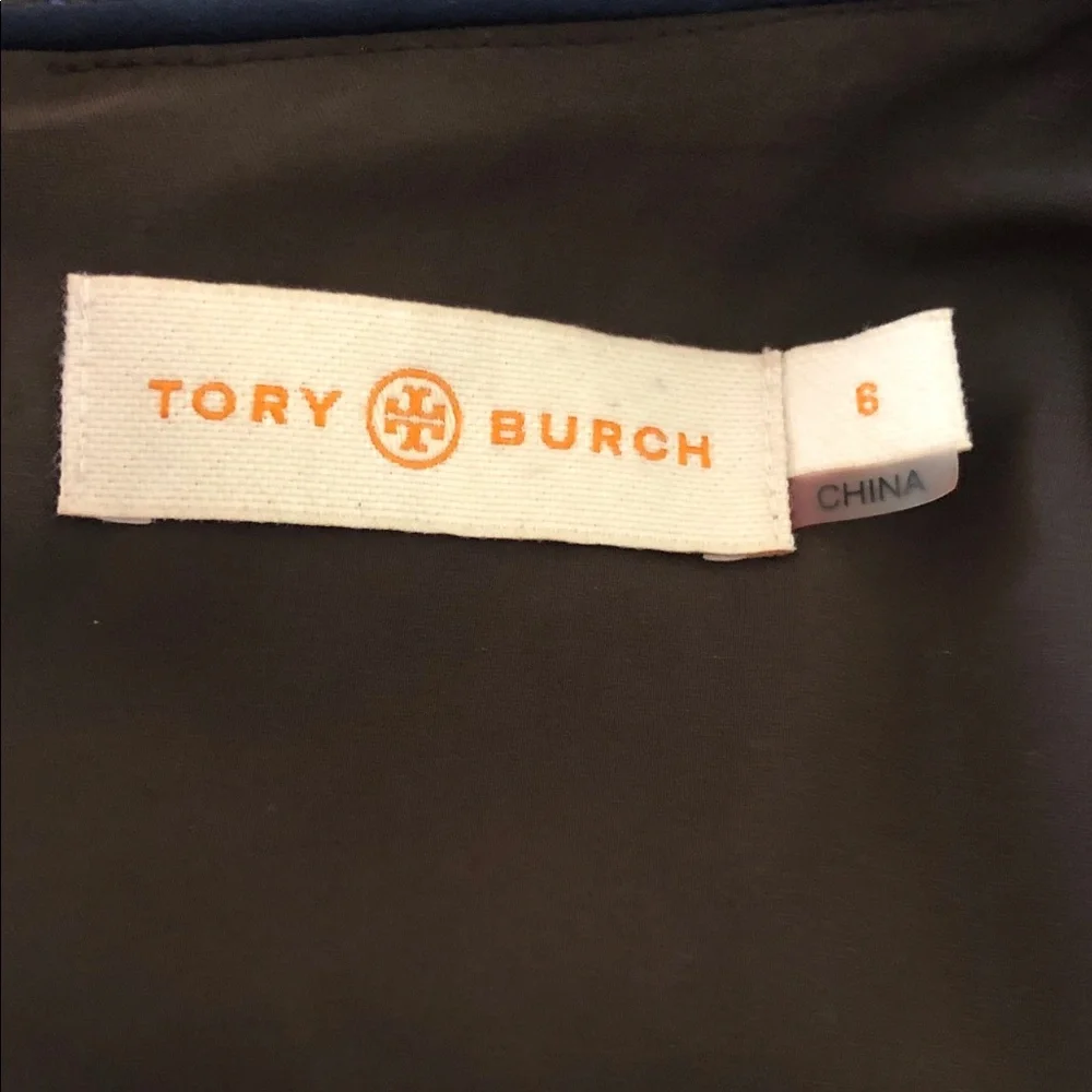 Tory Burch Flavia Floral Mini Dress Long Sleeve Jersey Stretch Size 6 Blue White